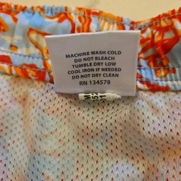 Vineyard Vines Mens Seahorse Sea Shell Swim Trunks Blue Orange Size XL - Picture 7 of 11